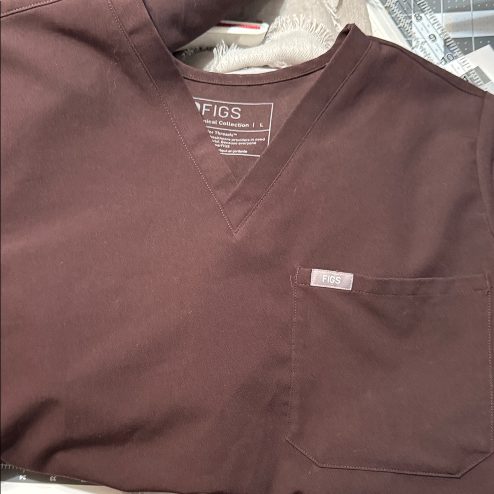 Figs Burgundy V-Neck Scrub Top